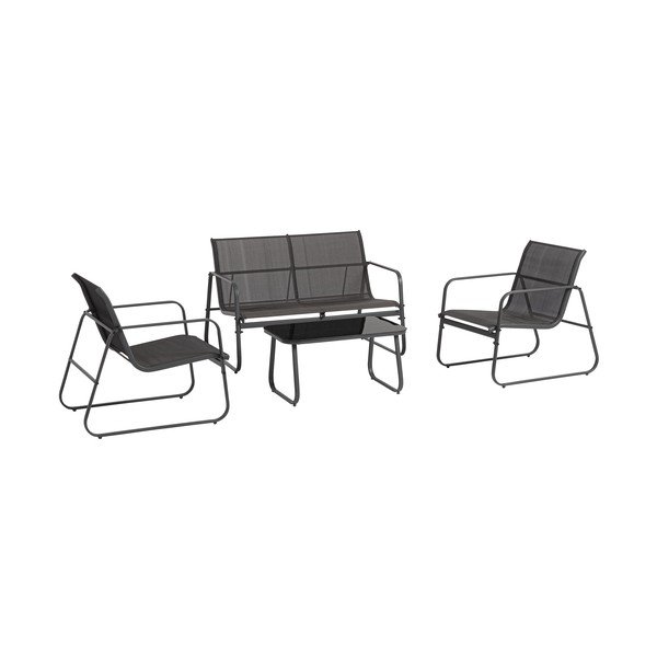 Antracitový ocelový zahradní lounge set pro 4 Gonzalo – Bizzotto-image-1