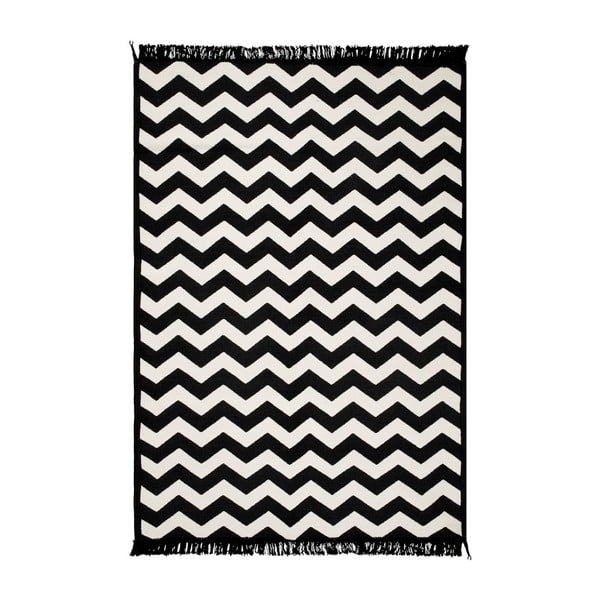 Černo-bílý oboustranný koberec Zig Zag, 140 x 215 cm