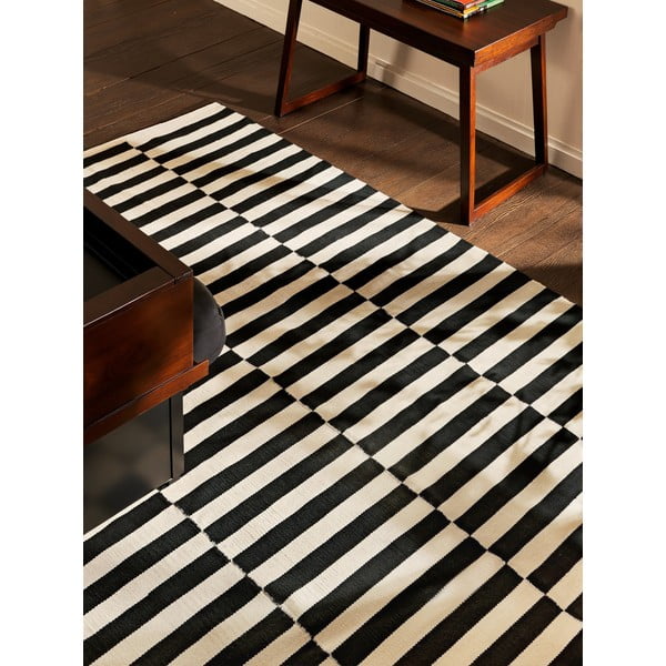 Černo-bílý oboustranný ručně tkaný vlněný koberec 200x300 cm Donna – Hanse Home-image-3