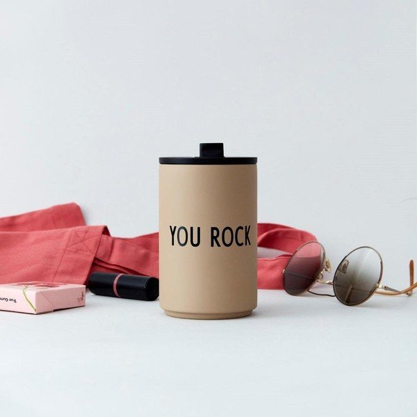 Béžový termo hrnek 350 ml You Rock – Design Letters-image-1