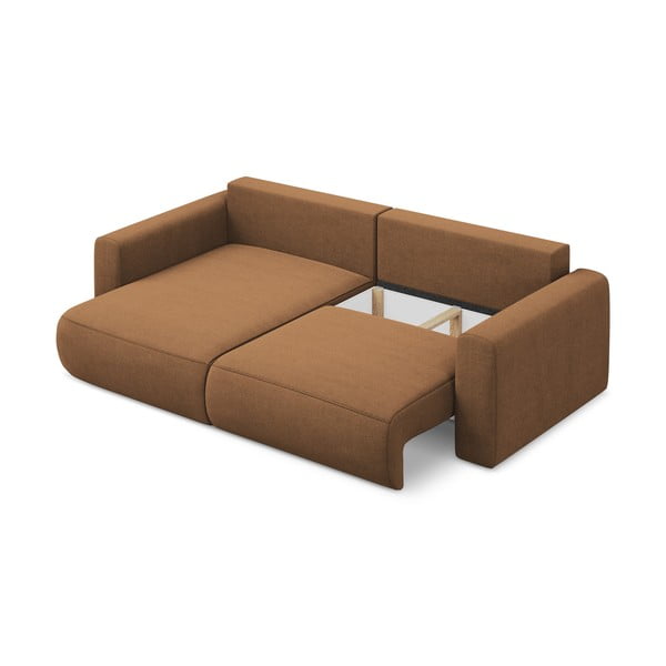 Rozkládací/s úložným prostorem rohová pohovka v terakotové barvě (levý roh/s lenoškou) Kapua – Makamii-image-3