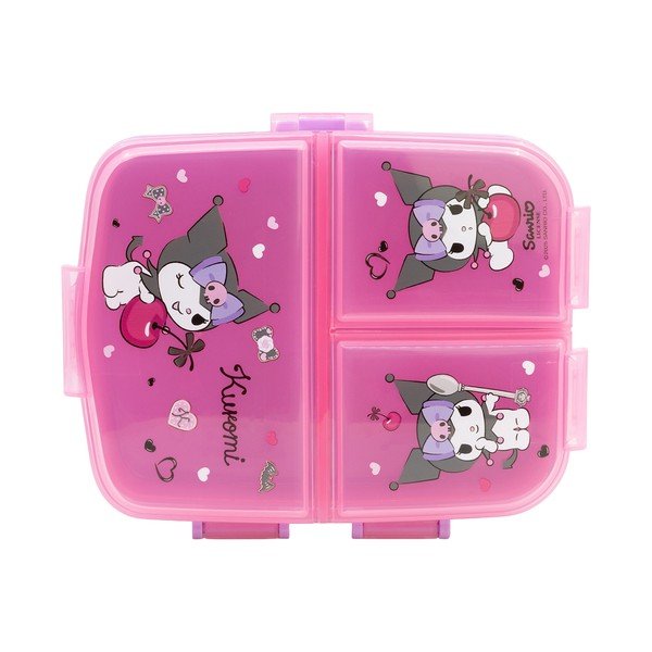 Růžový plastový dětský svačinový box Kuromi – STOR