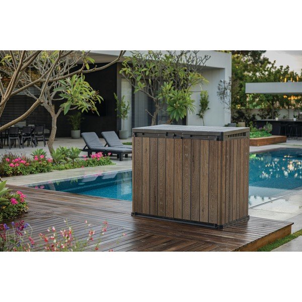 Tmavě hnědý plastový zahradní úložný box Deco – Keter-image-3