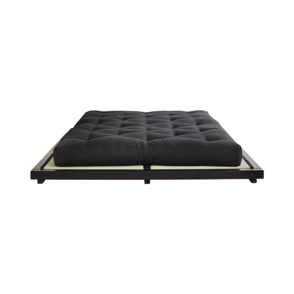 Dvoulůžková postel z borovicového dřeva s matrací a tatami Karup Design Dock Comfort Mat Black/Black, 140 x 200 cm