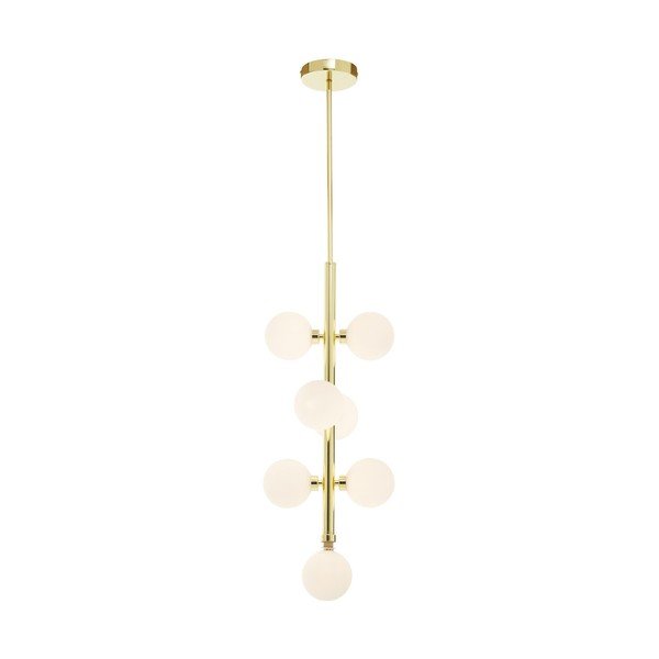 Bílé/ve zlaté barvě kovové závěsné svítidlo se skleněným stínidlem ø 27 cm Trieste – Premier Housewares-image-2