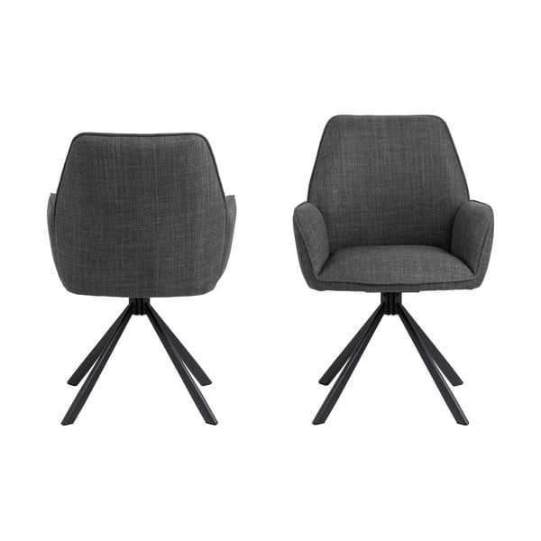 Tmavě šedá čalouněná jídelní křesla v sadě 2 ks s područkami Glenda – Actona-image-3