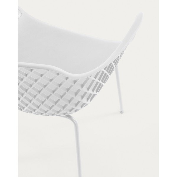 Bílá kovová zahradní židle Quinn – Kave Home-image-4