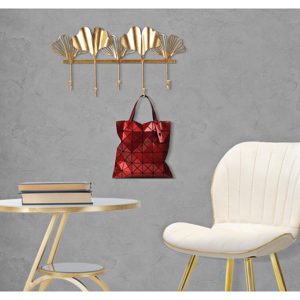 Kovový nástěnný věšák ve zlaté barvě Leaves - Mauro Ferretti-image-1