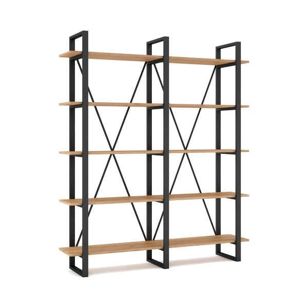 Černý/přírodní regál v dekoru dubu 150x180 cm Aviva – Marckeric-image-2