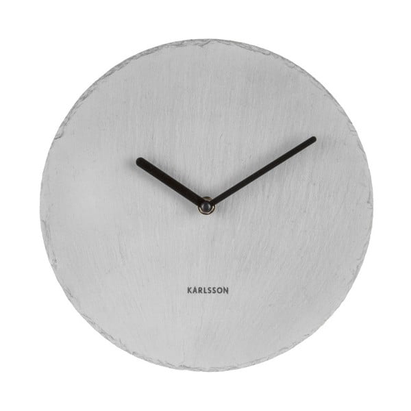 Šedé nástěnné břidlicové hodiny Karlsson Slate, ⌀ 25 cm