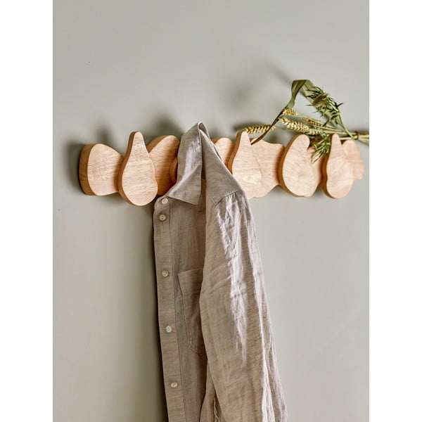 Nástěnný věšák z kaučukového dřeva v přírodní barvě Ross – Bloomingville-image-1