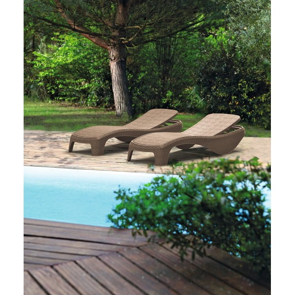 Hnědé plastové zahradní lehátko Atlantic – Keter-image-1