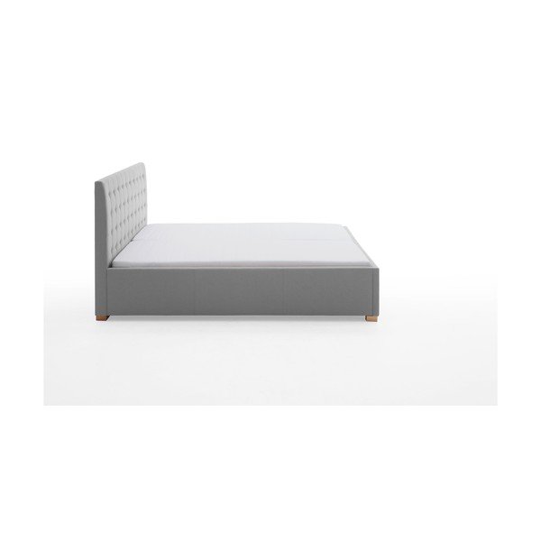 Světle šedá čalouněná dvoulůžková postel bez roštu 180x200 cm Malia – Meise Möbel-image-3