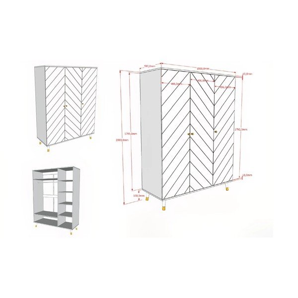 Bílá dětská šatní skříň 150x200 cm BILLY – Vipack-image-2