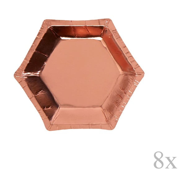Sada 8 růžových lesklých tácků Neviti Glitz & Glamour, ⌀ 12,5 cm
