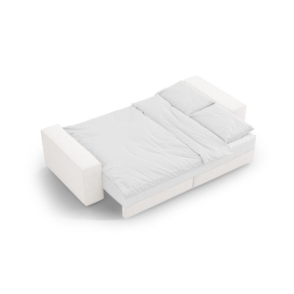 Bílá rozkládací pohovka z textilie bouclé 247 cm Jodie – Micadoni Home-image-4