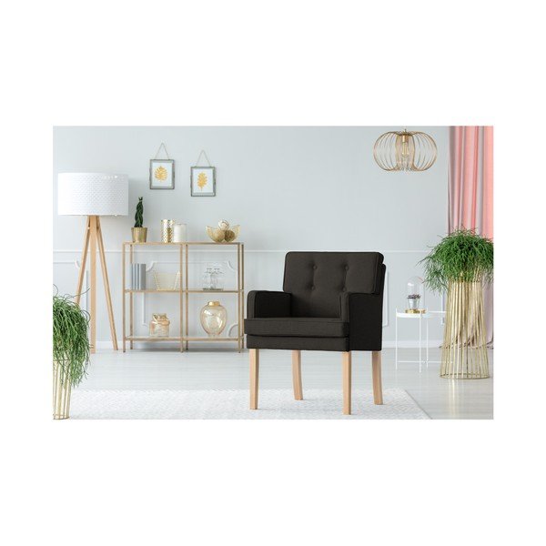 Černé křeslo s područkami  Micadoni Home Mista-image-3