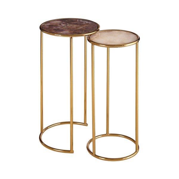 Kulaté odkládací stolky v sadě 2 ks s deskou z kamene ø 31 cm Vita – Premier Housewares