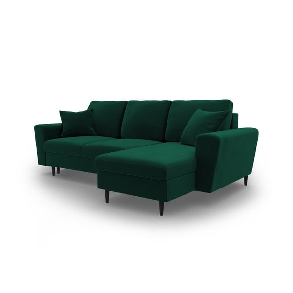 Zelená sametová rozkládací/s úložným prostorem rohová pohovka Kyoto – Cosmopolitan Design-image-4