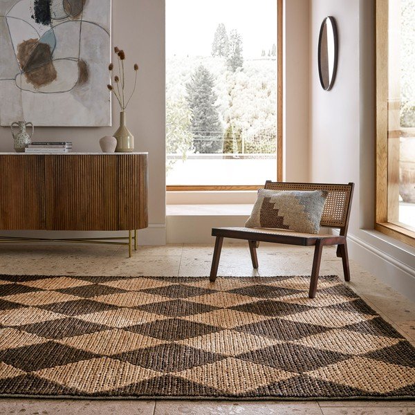 Hnědý/v přírodní barvě ručně tkaný koberec s příměsí juty 120x170 cm Effie Diamond – Flair Rugs-image-1