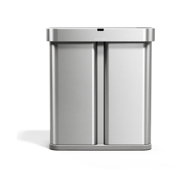 Ocelový odpadkový koš 34+24 l na tříděný odpad/bezdotykový ve stříbrné barvě Dual Sensor – simplehuman-image-3