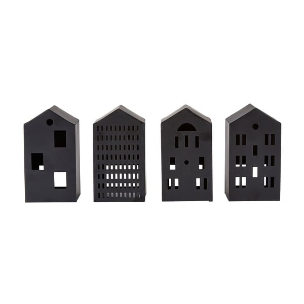 Sada 4 černých figurek ve tvaru domku Villa Collection