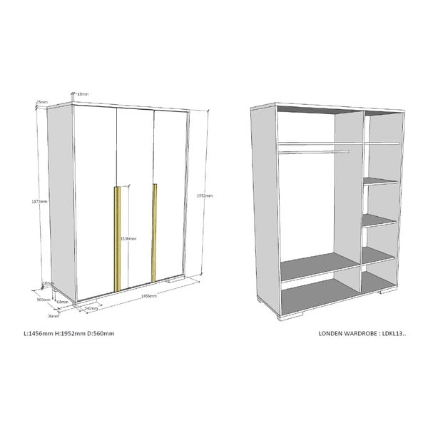 Tmavě šedá dětská šatní skříň 146x195 cm London – Vipack-image-3