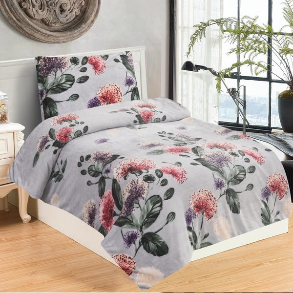 Světle šedé povlečení na jednolůžko z mikroplyše 140x200 cm Margot – My House