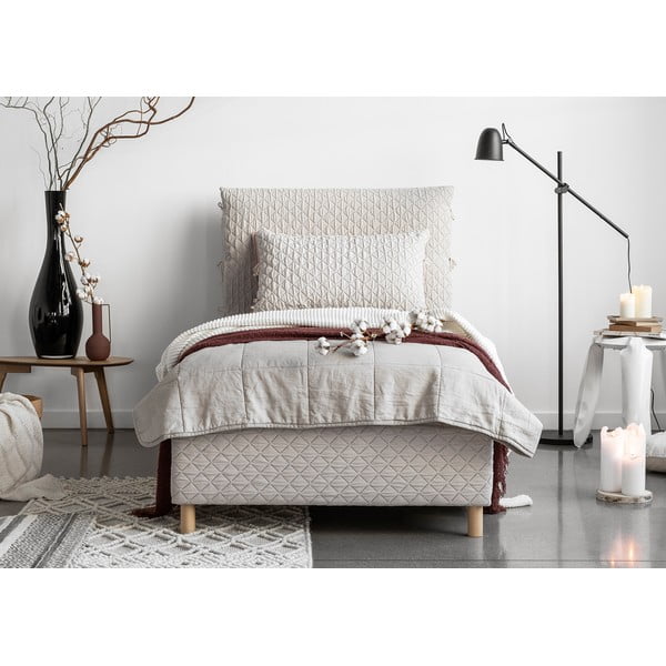 Béžová čalouněná jednolůžková postel s roštem 90x200 cm Sleepy Luna – Miuform-image-1