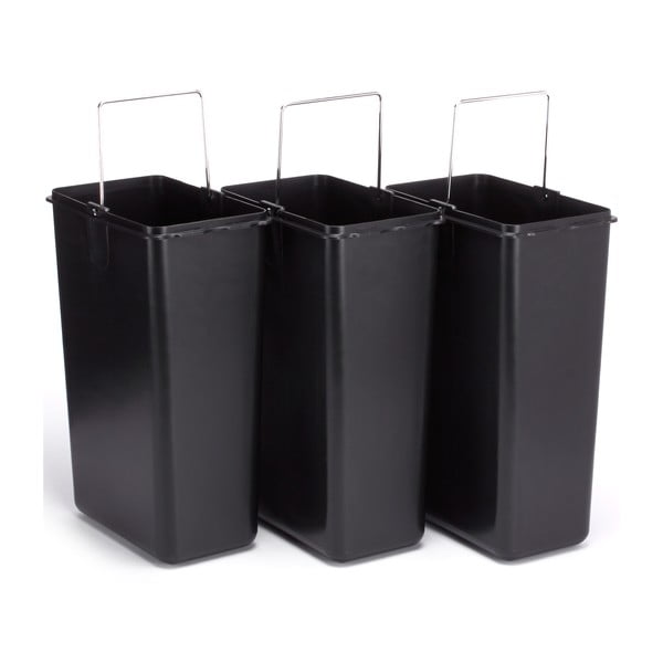 Ocelový odpadkový koš 3x8 l na tříděný odpad/nášlapný v matně stříbrné barvě   Tri Selectif – MSV-image-3