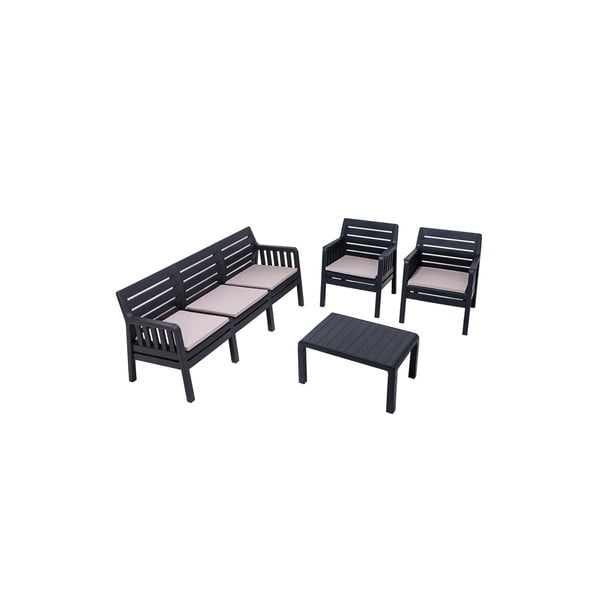 Antracitový zahradní lounge set pro 5 Lara – Floriane Garden