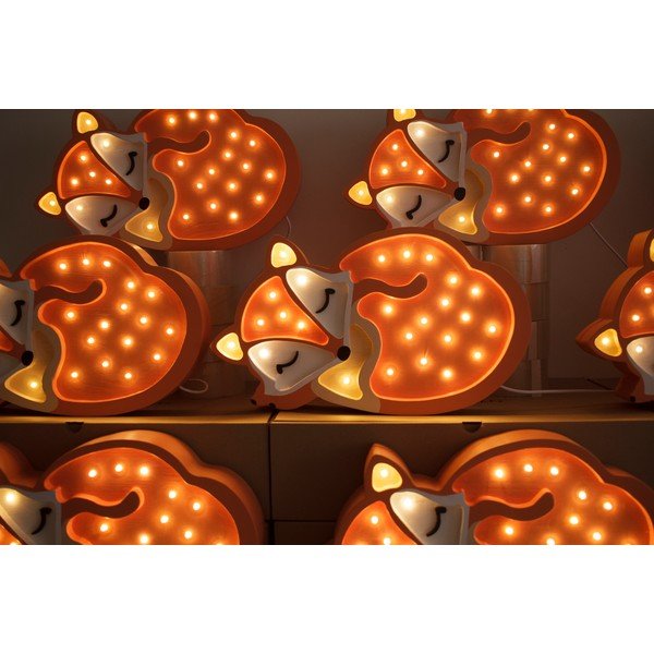 Oranžová stolní lampa z borovicového dřeva Little Lights Fox Wild, délka 31 cm-image-1