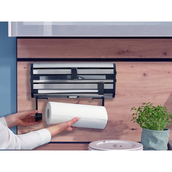 Nástěnný kovový držák na fólie a papírové utěrky ve stříbrné barvě Parat Royal – LEIFHEIT-image-3