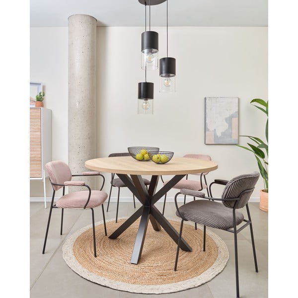 Kulatý jídelní stůl v černo-přírodní barvě ø 120 cm Argo – Kave Home-image-1