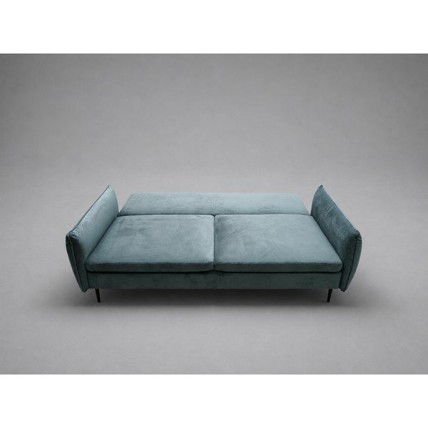 Sametová rozkládací/s úložným prostorem pohovka v petrolejové barvě 222 cm Vermont - II. jakost – Cosmopolitan Design-image-3