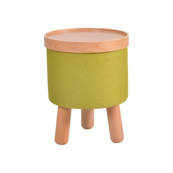 Zelená stolička s detaily z bukového dřeva a odnímatelnou deskou Garageeight Molde, ⌀ 35 cm