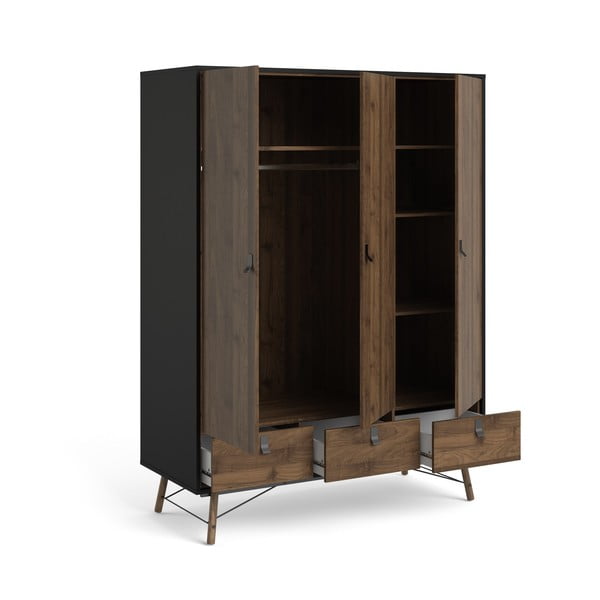 Černá/hnědá šatní skříň v dekoru ořechu 150x200 cm Ry - Tvilum-image-4