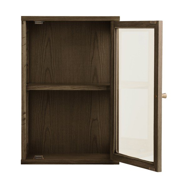 Tmavě hnědá závěsná vitrína v dekoru dubu 40x60x20 cm Zamora – House Nordic-image-3