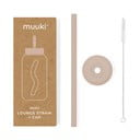 Silikonové brčko s čistícím kartáčkem/s víčkem Desert Rose – Muuki
