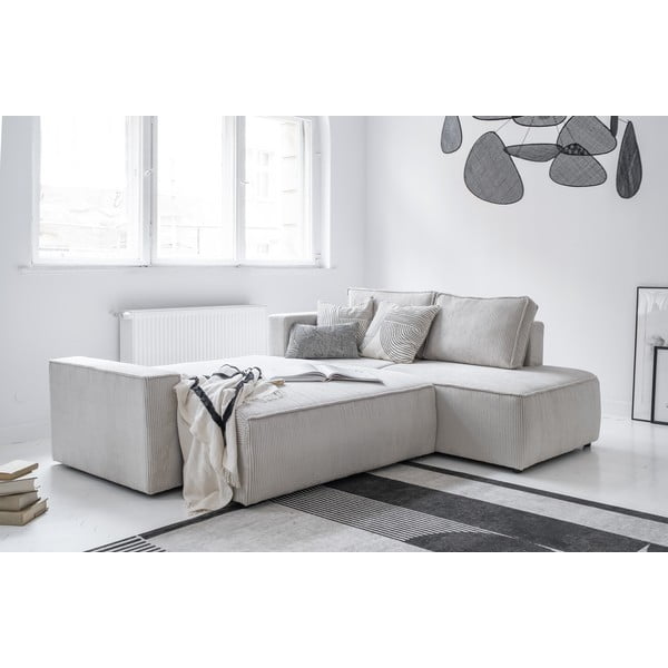 Bílá manšestrová rozkládací rohová pohovka (pravý roh) Brave Dave – Miuform-image-4