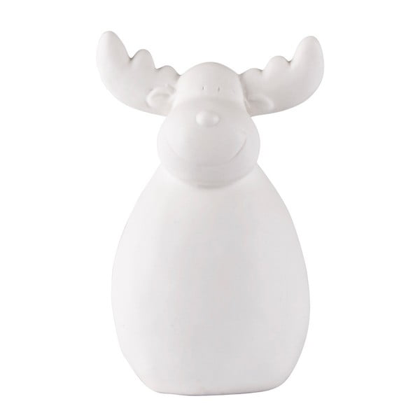 Dekorativní bílá keramická soška KJ Collection Reindeer Ceramic White, 19,5 cm