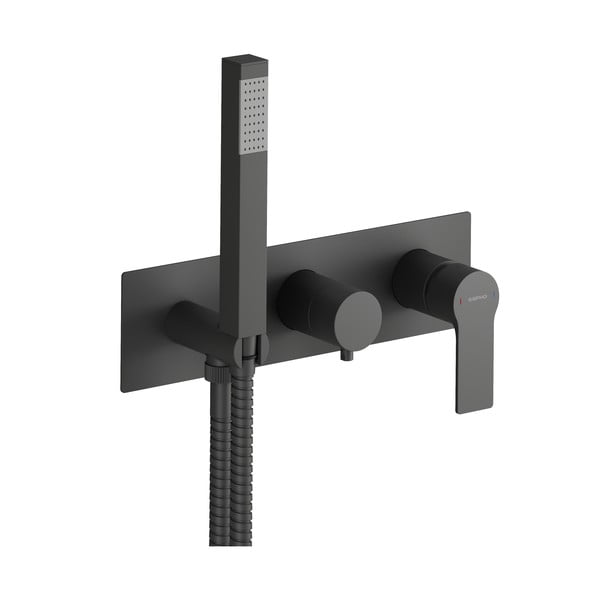Matně černá podomítková sprchová baterie (2 výstupy) Pax – Sapho-image-1