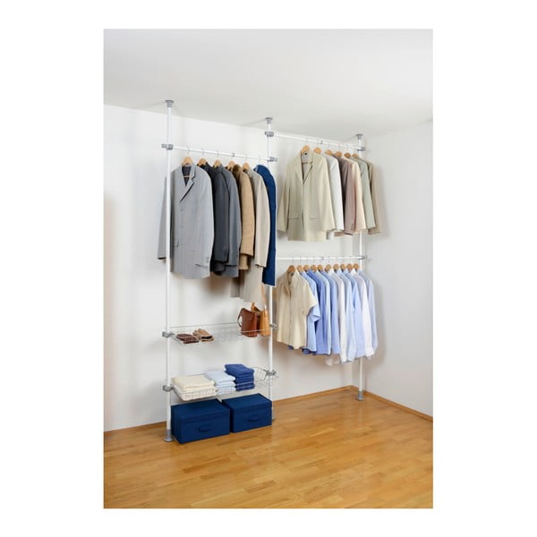 Bílý kovový teleskopický stojan na oblečení Herkules – Wenko-image-1