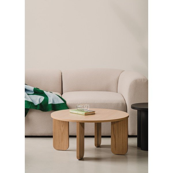 Kulatý konferenční stolek s deskou v dubovém dekoru v přírodní barvě ø 75 cm Kuvu – noo.ma-image-1