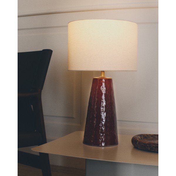 Červená/bílá stolní lampa s textilním stínidlem (výška 49 cm) Drava – Kave Home-image-1
