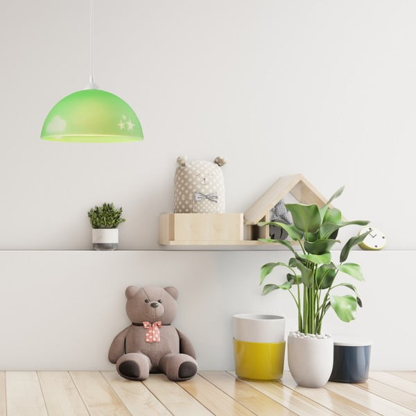 Zelené dětské svítidlo se skleněným stínidlem ø 30 cm Day & Night – LAMKUR-image-1