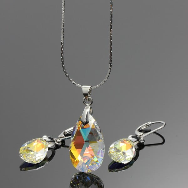 Set náhrdelníku a náušnic Yasmine Clear Crystal-image-1