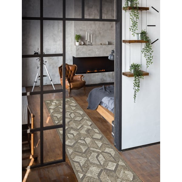 Šedo-hnědý běhoun Floorita Hypnotik, 55 x 140 cm-image-1
