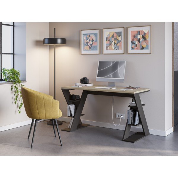 Pracovní stůl s deskou v dubovém dekoru 60x137 cm Butterfly – Marckeric-image-1