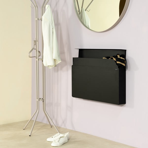 Černý kovový výklopný/závěsný botník 78x48x13 cm Luigi – Spinder Design-image-1